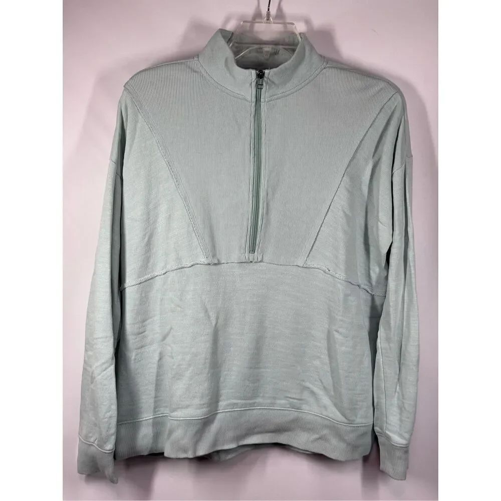 B25 - Wonderly Studio Women's Long Sleeve 1/4 Zip Slub Terry Sweatshirt size med